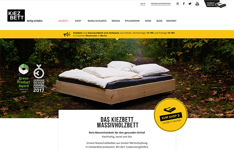Kiezbett - Website Inspiration
