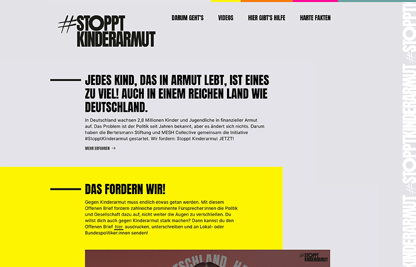 Stoppt Kinderarmut - Website Beispiel